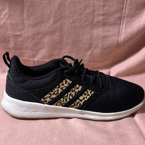 Adidas cloudfoam Women's Black Sneakers with Animal Print Stripes